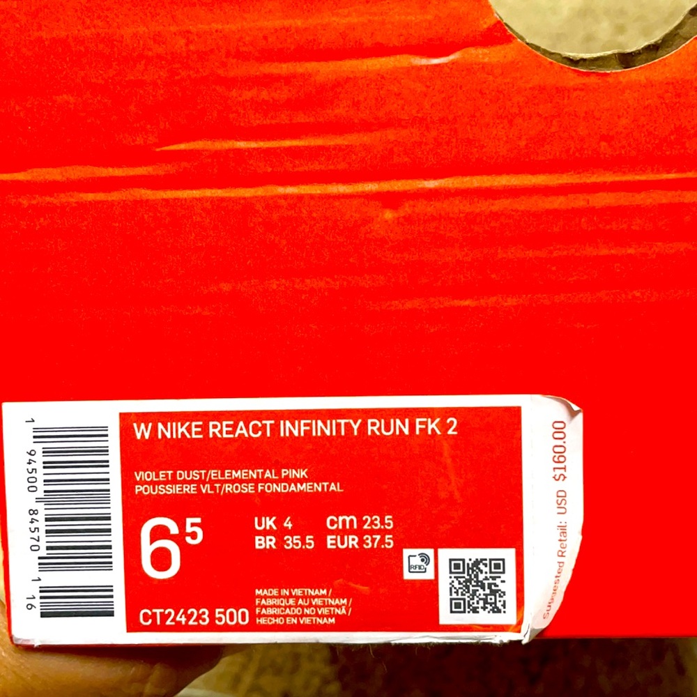 Nike React Infinity Running Shoes Size 6.5 w/ Tag